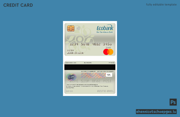 Beispielvorschau der Mastercard-Debitkarte der Ecobank Bank Burkina Faso